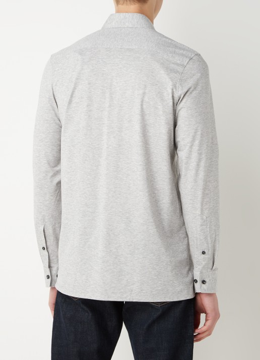 Olymp Luxor modern fit overhemd van jersey   - achterkant grijs