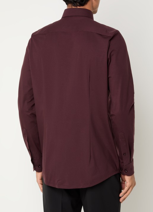 Olymp Luxor modern fit overhemd van jersey   - achterkant 4 steenrood
