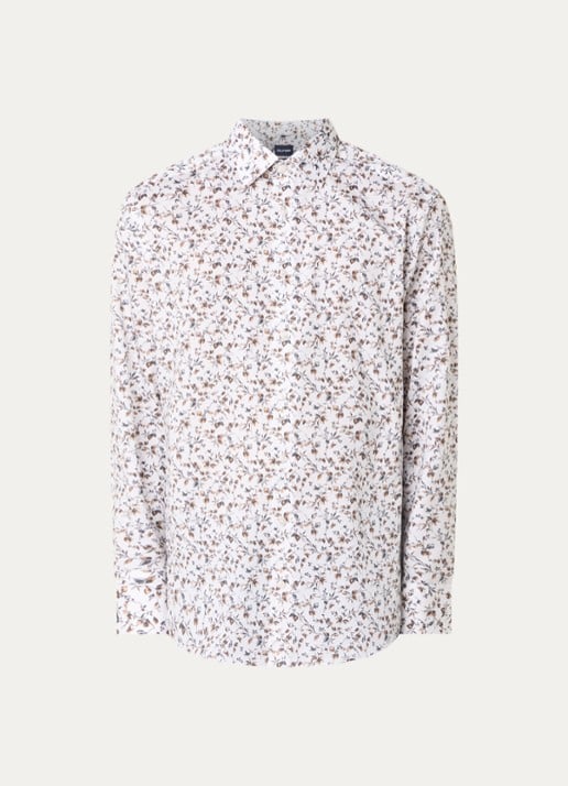Olymp Luxor regular fit overhemd met bloemenprint - voorkant 3 wit