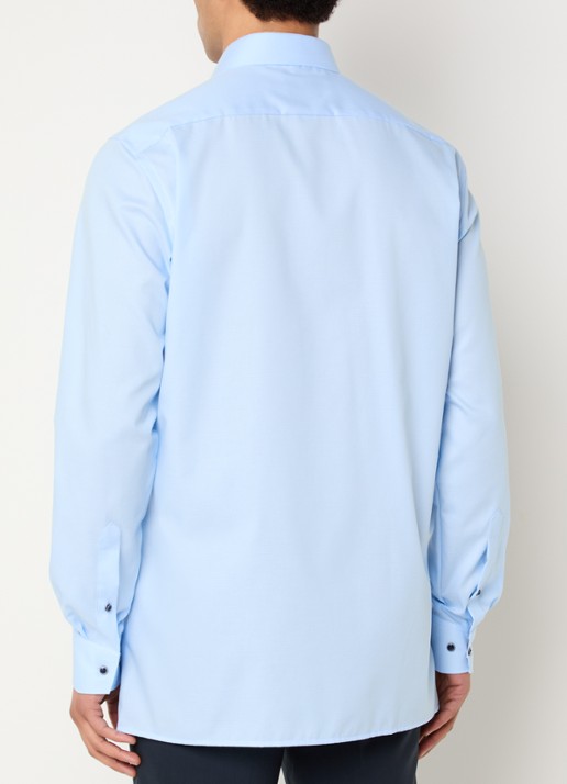 Olymp Luxor regular fit overhemd met microdessin - achterkant blauwgrijs