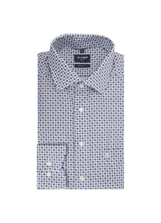 Olymp Luxor regular fit overhemd met print - voorkant donkerblauw