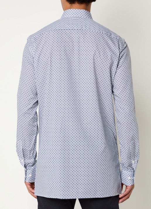 Olymp Luxor regular fit overhemd met print - achterkant 5 donkerblauw