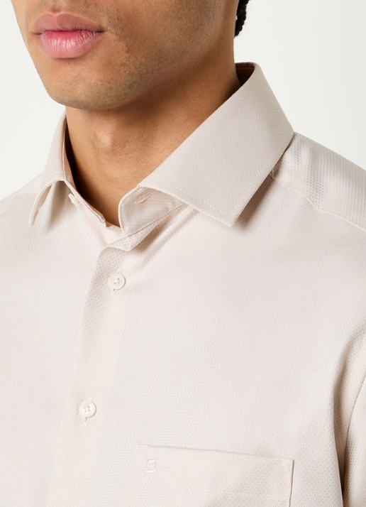 Olymp Regular fit overhemd met microdessin - detail 5 beige