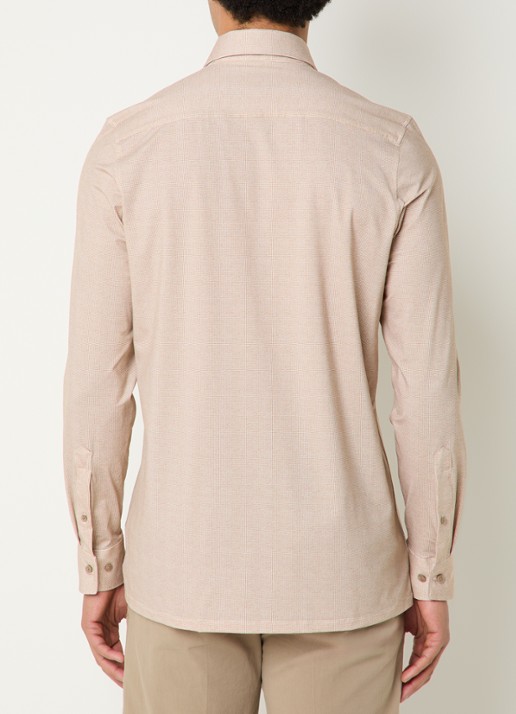 Olymp Regular Fit overhemd met microdessin - achterkant beige