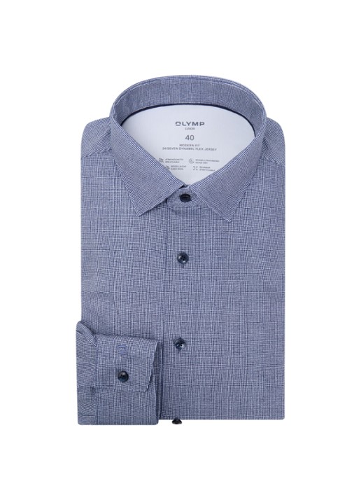Olymp Regular Fit overhemd met microdessin - voorkant 2 donkerblauw