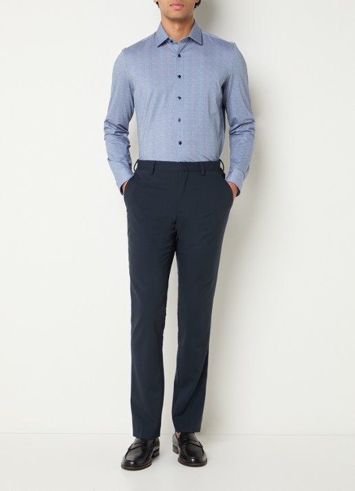 Olymp Regular Fit overhemd met microdessin - voorkant 3 donkerblauw