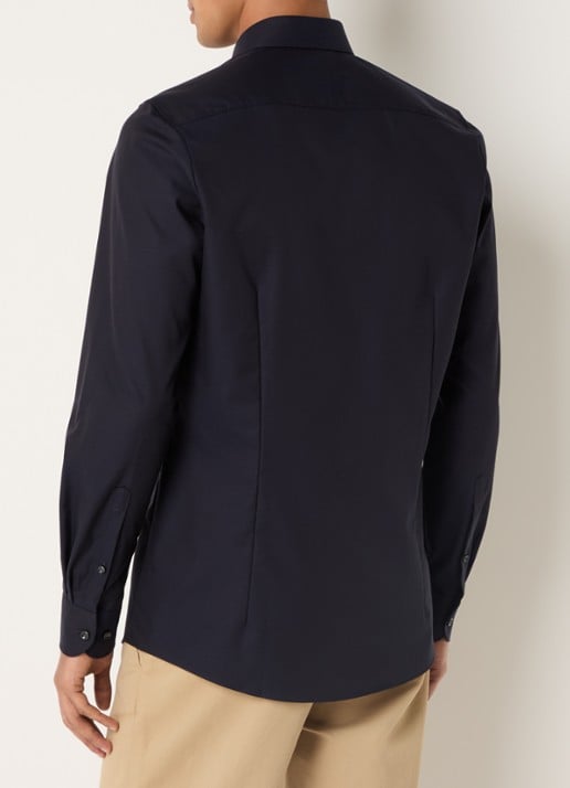Olymp Regular fit overhemd met microdessin - achterkant 4 donkerblauw