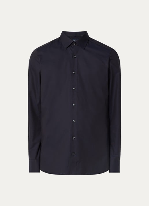 Olymp Regular fit overhemd met microdessin - voorkant donkerblauw