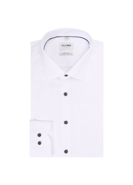Olymp Slim fit overhemd met kent kraag - voorkant wit
