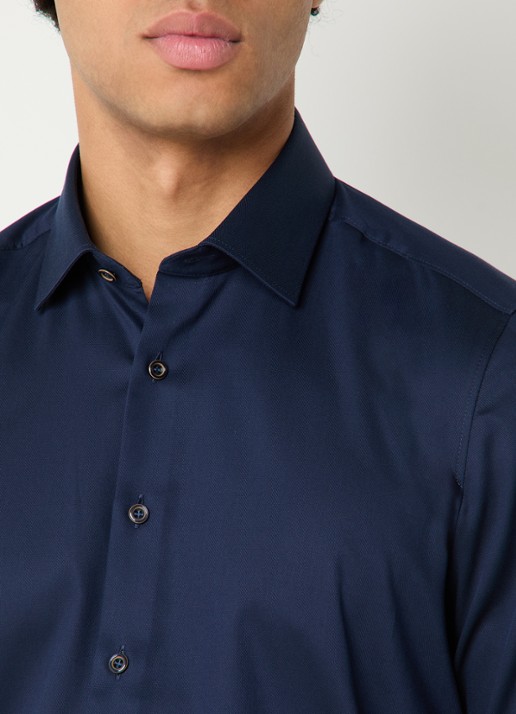 Olymp Slim fit overhemd met kent kraag - detail 4 donkerblauw