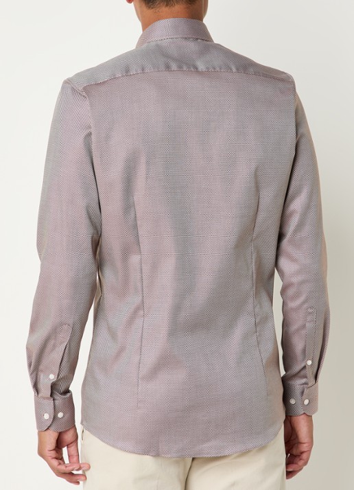Olymp Slim fit overhemd met microdessin - achterkant bruin