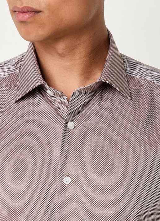 Olymp Slim fit overhemd met microdessin - detail 5 bruin