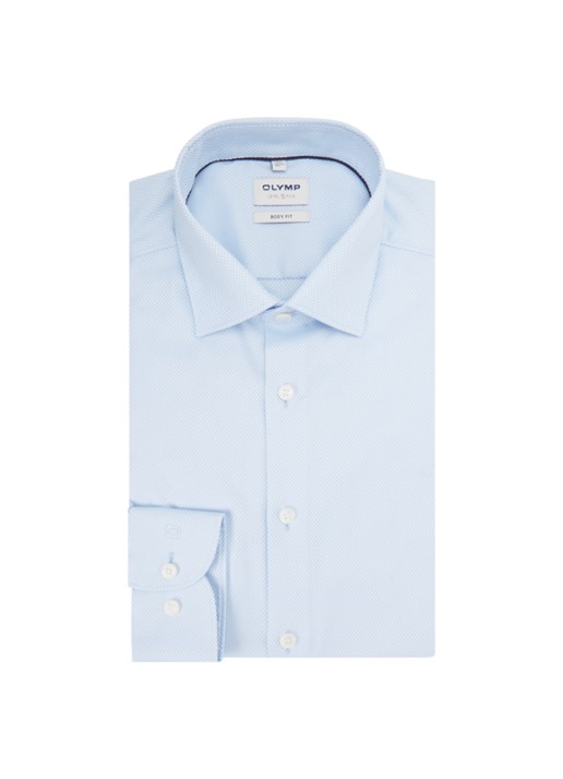 Olymp Slim fit overhemd met microdessin - voorkant lichtblauw