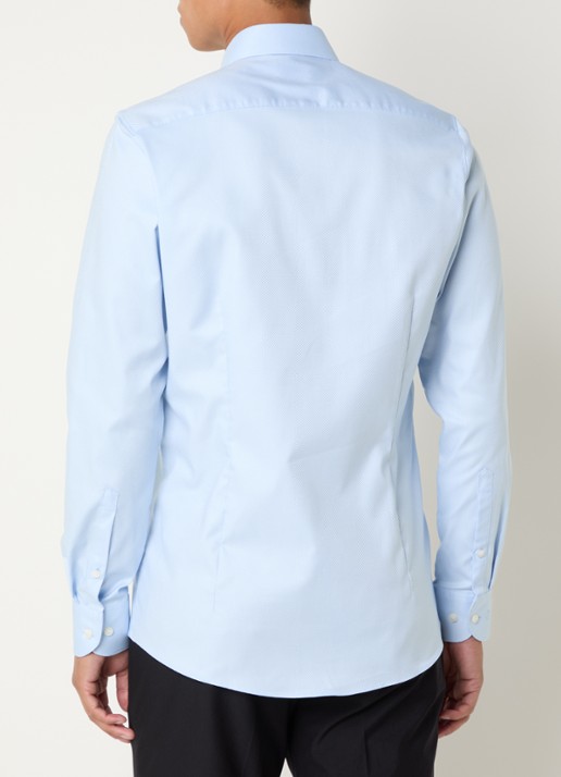 Olymp Slim fit overhemd met microdessin - achterkant 5 lichtblauw