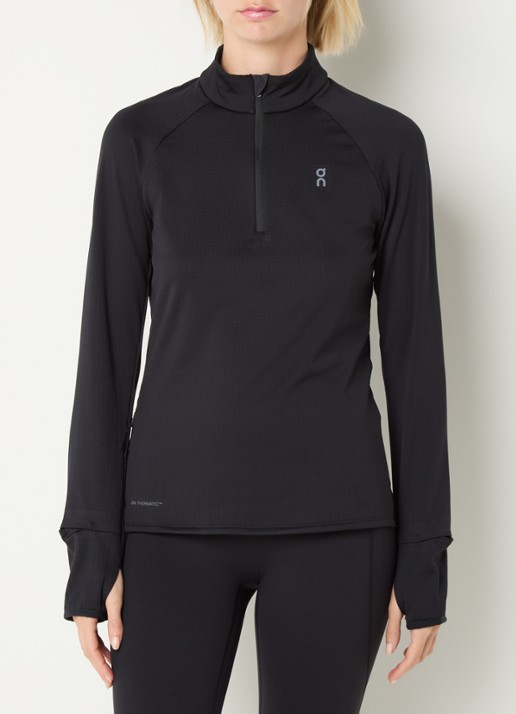 On Climate pullover met halve rits en logo