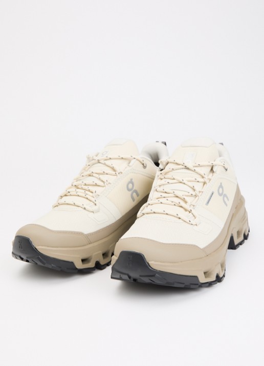 On Cloudrock sneaker met gebreid bovenwerk en logo - detail vanillegeel