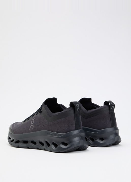 On Cloudtilt Moon sneaker met gebreid bovenwerk - achterkant 2 zwart