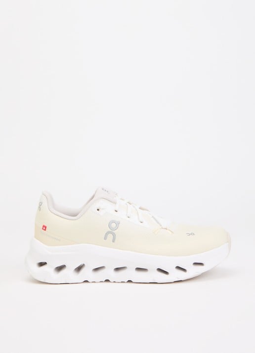 On Cloudtilt sneaker met gebreid bovenwerk - voorkant vanillegeel