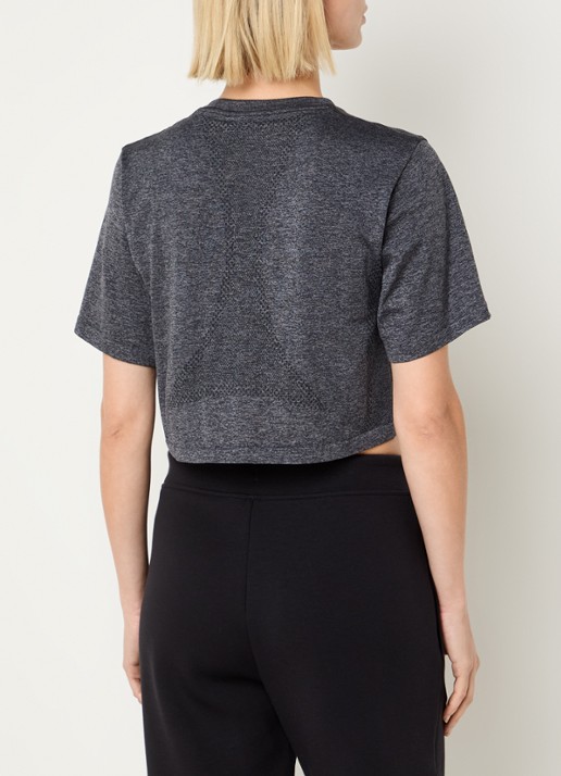 On Cropped trainings T-shirt met gemêleerd dessin - achterkant 4 antraciet