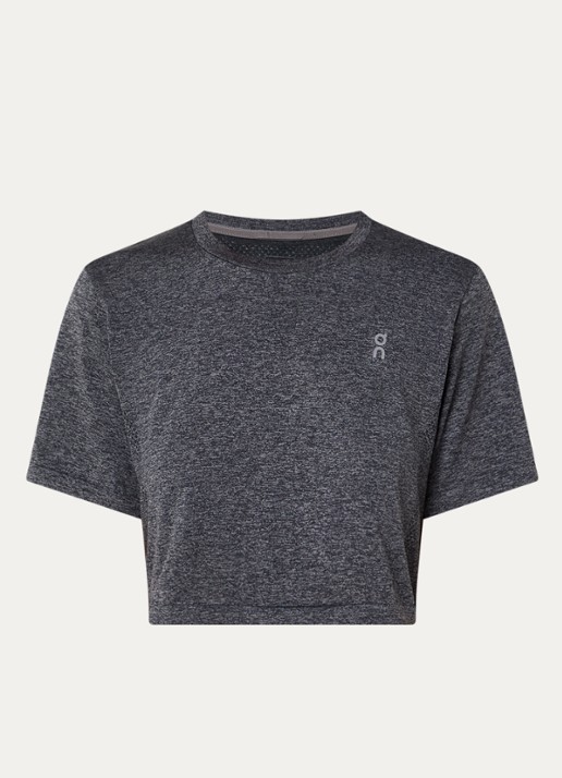 On Cropped trainings T-shirt met gemêleerd dessin - voorkant 2 antraciet