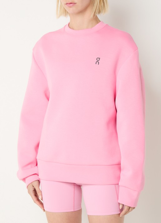 On Focus Tech sweater met logo - detail zand