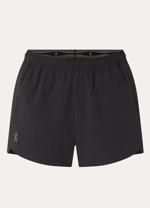 On High waist straight fit korte trainingsshort met logo - voorkant 3 zwart