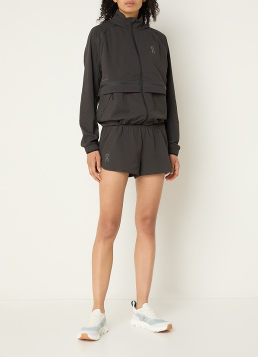 On Performance high waist loose fit trainingslegging met logo - voorkant 4 donkergrijs