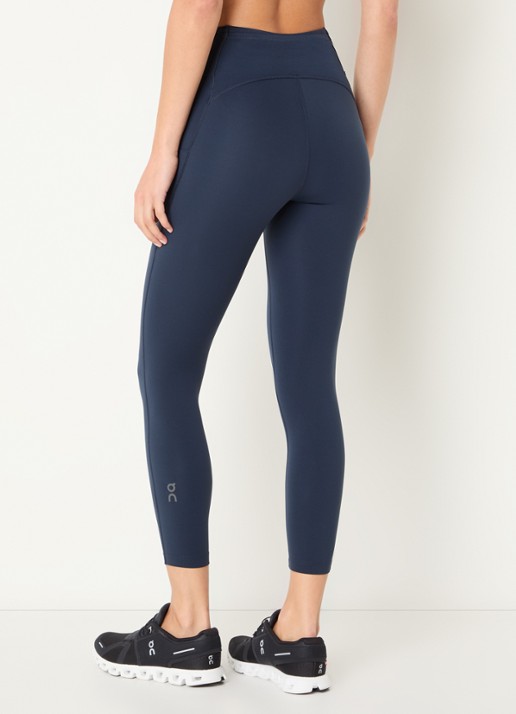 On Performance high waist skinny fit cropped trainingslegging met logo - achterkant donkerblauw