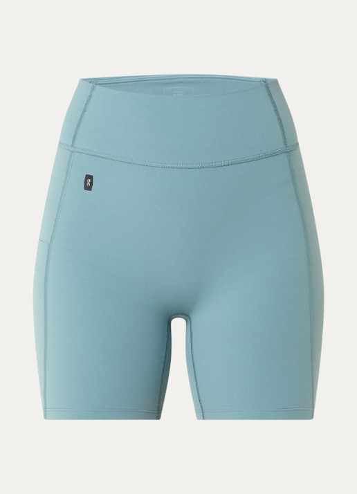 On Studio high waist skinny fit korte trainingslegging - voorkant zeegroen