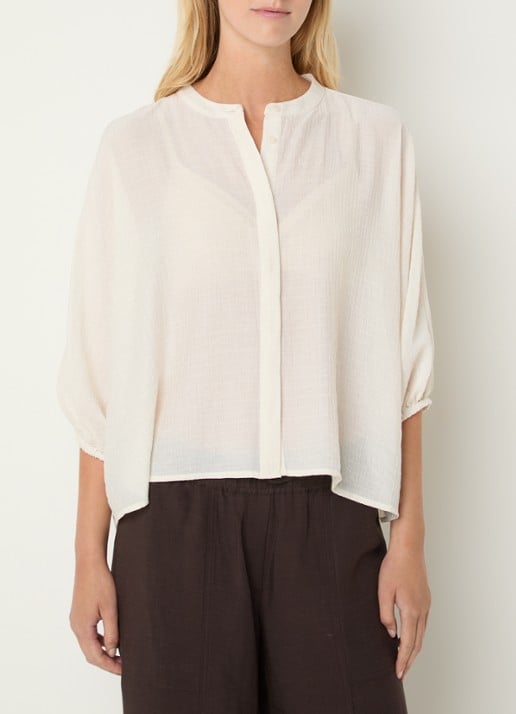 OPUS Blouse met ballonmouw - detail 3 gebroken wit