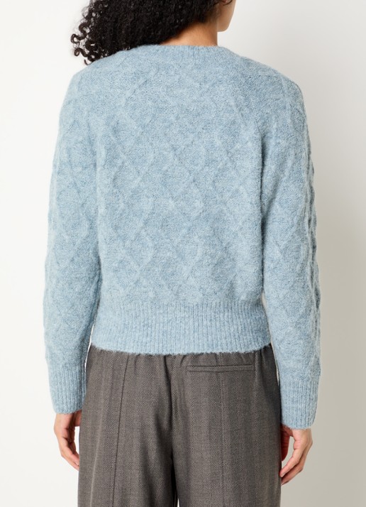 OPUS Dable grofgebreid vest - achterkant 2 staalblauw