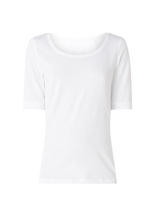 OPUS Daily basic T-shirt van katoen met ronde hals - voorkant 2 wit