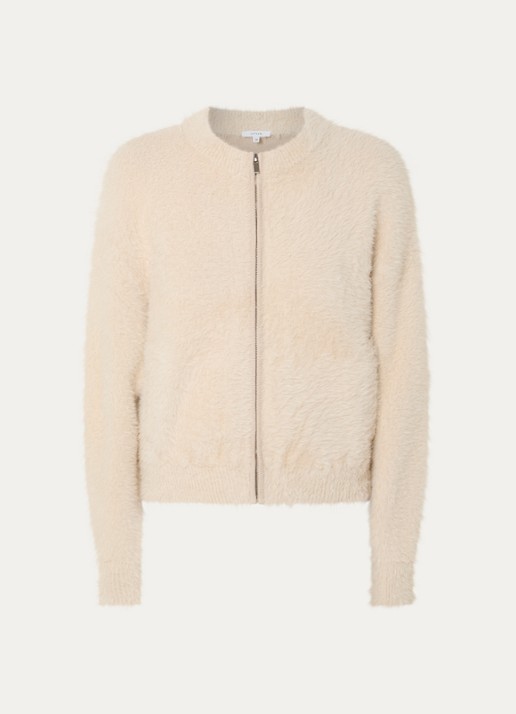 OPUS Dores grofgebreid vest met steekzakken - voorkant beige