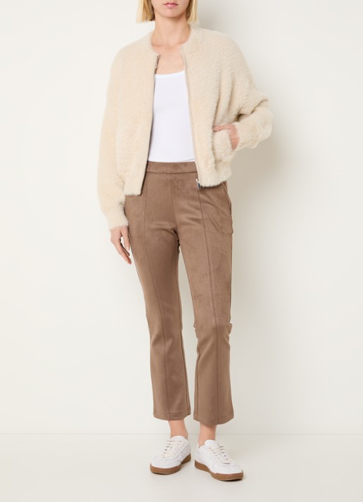 OPUS Dores grofgebreid vest met steekzakken - voorkant 2 beige