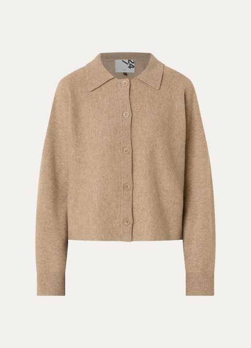 OPUS Dulena fijngebreid vest van wol - voorkant 2 donkerbeige