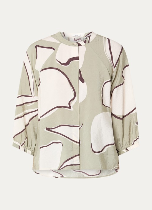OPUS Faloom blouse met print - voorkant 2 olijfgroen
