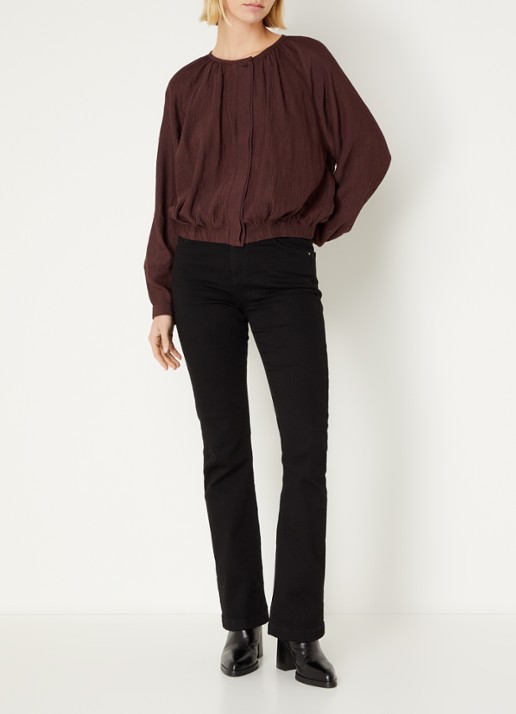 OPUS Faluna blouse met ronde hals - voorkant 4 donkerbruin