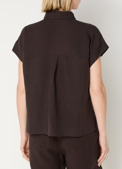 OPUS Falvia blouse in linnenblend - achterkant bruin