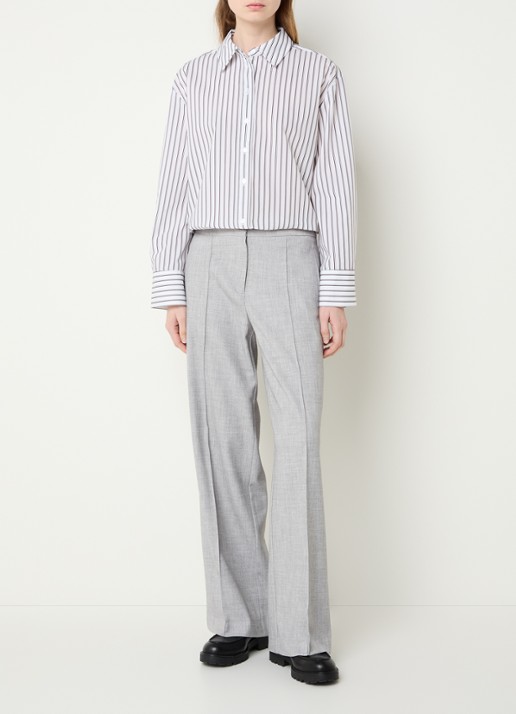 OPUS Fapo blouse met streepprint - voorkant 2 wit