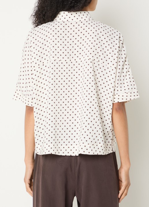 OPUS Farise blouse met stippenprint - achterkant gebroken wit