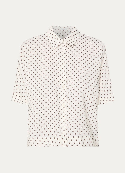 OPUS Farise blouse met stippenprint - voorkant 2 gebroken wit