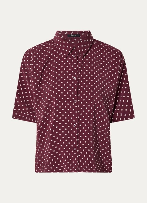 OPUS Farise blouse met stippenprint - voorkant 3 kersenrood