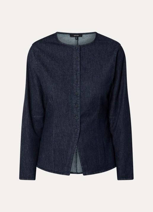 OPUS Fartis blouse van denim - voorkant indigo