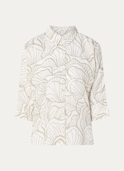 OPUS Fashell blouse met print - voorkant 3 gebroken wit