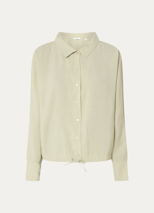 OPUS Fayra blouse met trekkoord - voorkant 3 lindegroen
