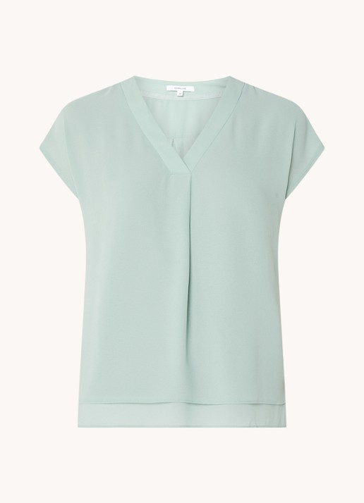OPUS Feliso T-shirt van crêpe met V-hals - voorkant 2 mint