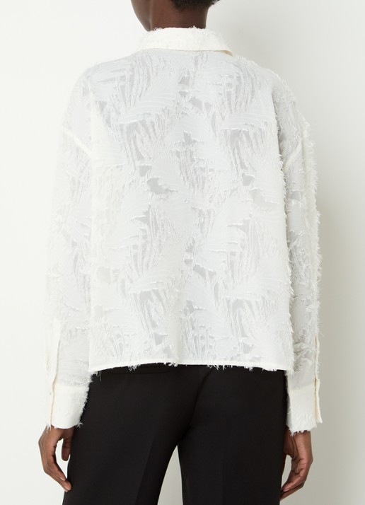 OPUS Fenima semi-transparante blouse met structuur - achterkant 4 gebroken wit