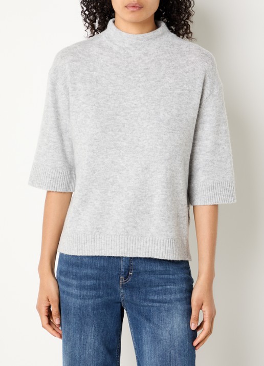 OPUS Fijngebreide pullover in wolblend - detail grijsmele
