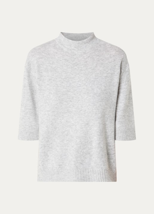 OPUS Fijngebreide pullover in wolblend - voorkant 2 grijsmele