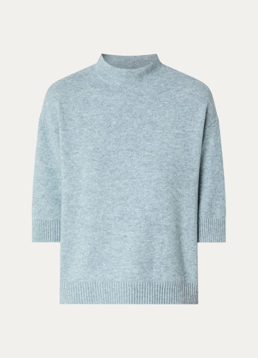 OPUS Fijngebreide pullover in wolblend - voorkant 2 staalblauw
